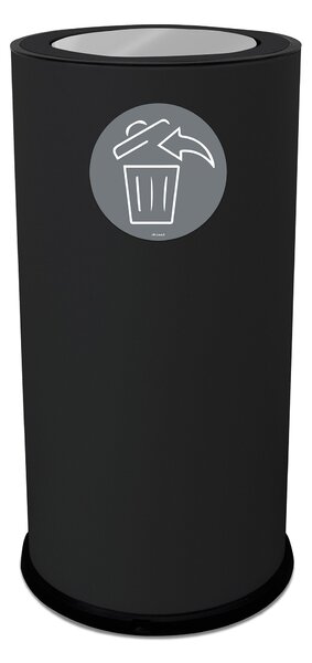 Pattumiera Per Raccolta Differenziata Ø35xh72 cm In Acciaio Verniciato con Coperchio Basculante Nero