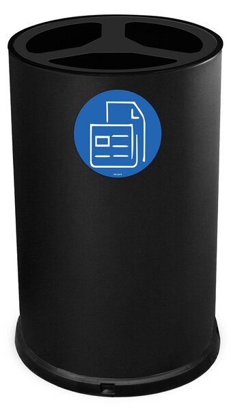 Pattumiera Per Raccolta Differenziata Ø45xh72 cm In Acciaio Verniciato 3 Scomparti Nero