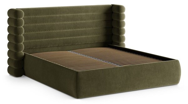 Letto matrimoniale imbottito verde con contenitore con rete inclusa 180x200 cm Mount – Micadoni