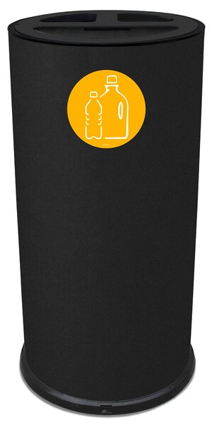 Pattumiera Per Raccolta Differenziata Ø35xh72 cm In Acciaio Verniciato 3 Scomparti Nero