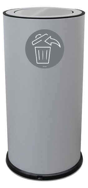 Pattumiera Per Raccolta Differenziata Ø35xh72 cm In Acciaio Verniciato con Coperchio Basculante Grigio