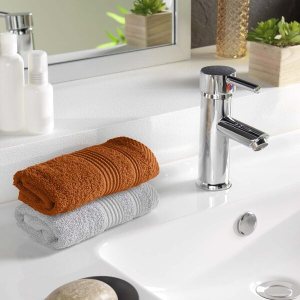 Asciugamano tipo terry color terracotta in cotone 30x50 cm Tendresse – douceur d'intérieur