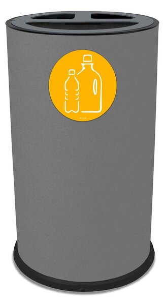 Pattumiera Per Raccolta Differenziata Ø 35x50 cm In Acciaio Verniciato 3 Scomparti Grigio