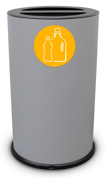 Pattumiera Per Raccolta Differenziata Ø 35x50 cm In Acciaio Verniciato 2 Scomparti Grigio