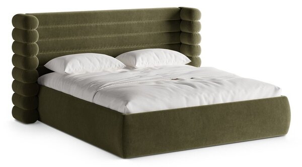 Letto matrimoniale imbottito verde con contenitore con rete inclusa 180x200 cm Mount – Micadoni
