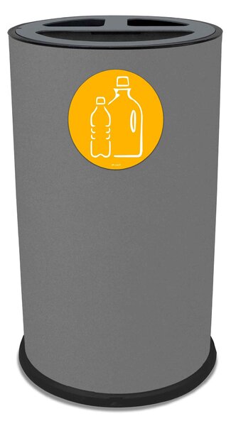 Pattumiera Per Raccolta Differenziata Ø 35x50 cm In Acciaio Verniciato 3 Scomparti Grigio