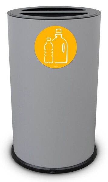 Pattumiera Per Raccolta Differenziata Ø 35x50 cm In Acciaio Verniciato 2 Scomparti Grigio