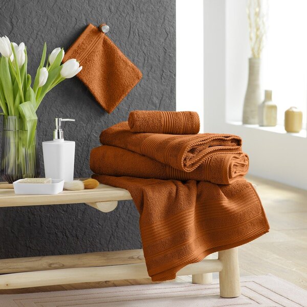 Asciugamano tipo terry color terracotta in cotone 50x90 cm Tendresse – douceur d'intérieur
