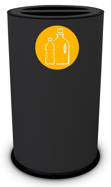 Pattumiera Per Raccolta Differenziata Ø 35x50 cm In Acciaio Verniciato 2 Scomparti Nero