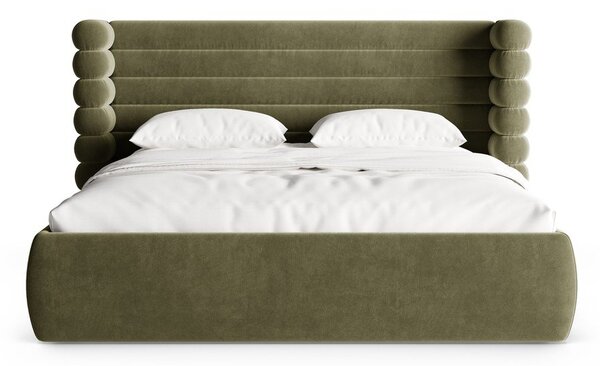 Letto matrimoniale imbottito verde con contenitore con rete inclusa 180x200 cm Mount – Micadoni