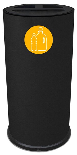 Pattumiera Per Raccolta Differenziata Ø35xh72 cm In Acciaio Verniciato 3 Scomparti Nero