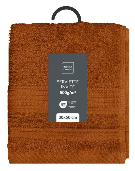 Asciugamano tipo terry color terracotta in cotone 30x50 cm Tendresse – douceur d'intérieur