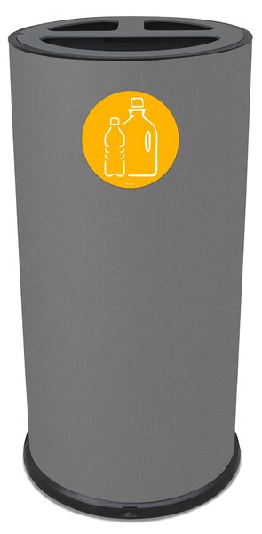 Pattumiera Per Raccolta Differenziata Ø35xh72 cm In Acciaio Verniciato 3 Scomparti Grigio