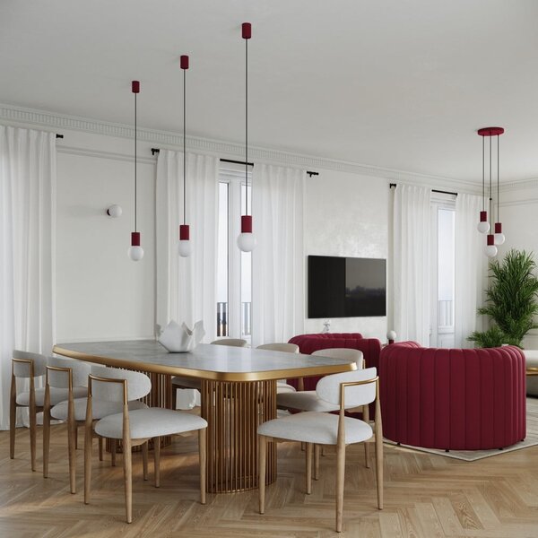 Lampada da tavolo burgundy con paralume in vetro (altezza totale 19 cm) Orbital – Sollux