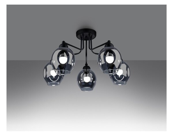 Plafoniera nera con paralume in vetro 59x59 cm Garten – Sollux