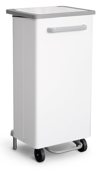 Pattumiera Per Raccolta Differenziata 47x37xh96 cm In Acciaio Verniciato a Pedale Bianco
