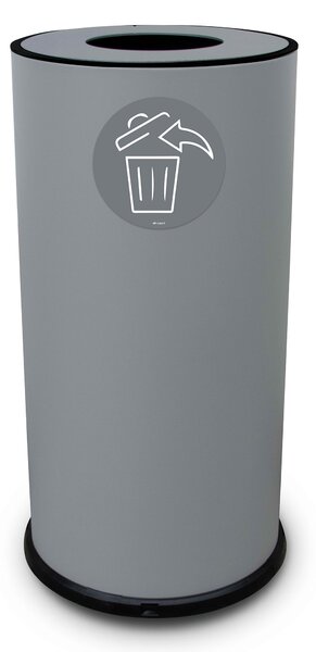 Pattumiera Per Raccolta Differenziata Ø35xh72 cm In Acciaio Verniciato 1 Scomparto Grigio