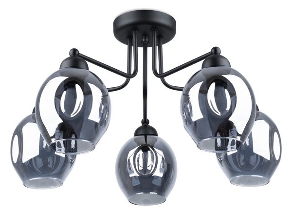 Plafoniera nera con paralume in vetro 59x59 cm Garten – Sollux