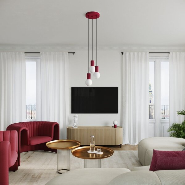 Lampada da tavolo burgundy con paralume in vetro (altezza totale 19 cm) Orbital – Sollux