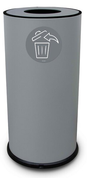 Pattumiera Per Raccolta Differenziata Ø35xh72 cm In Acciaio Verniciato 1 Scomparto Grigio