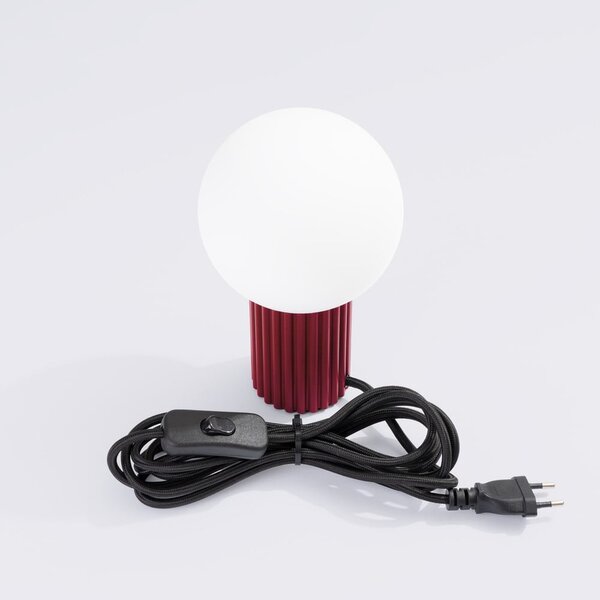 Lampada da tavolo burgundy con paralume in vetro (altezza totale 19 cm) Orbital – Sollux