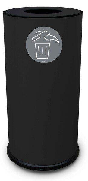 Pattumiera Per Raccolta Differenziata Ø35xh72 cm In Acciaio Verniciato 1 Scomparto Nero