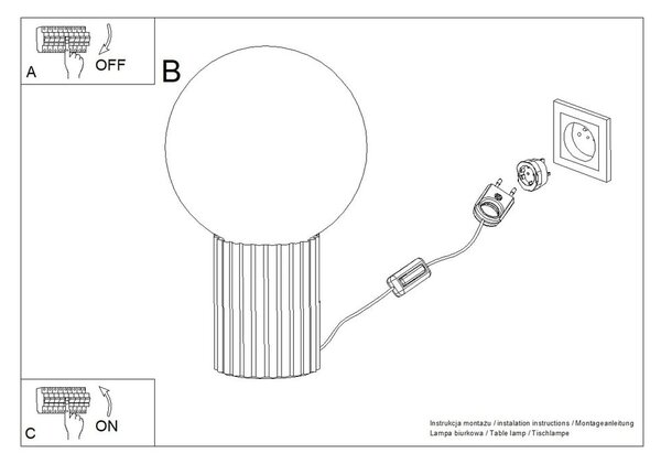 Lampada da tavolo burgundy con paralume in vetro (altezza totale 19 cm) Orbital – Sollux