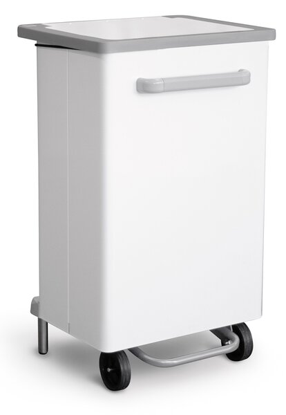 Pattumiera Per Raccolta Differenziata 47x37xh83 cm In Acciaio Verniciato a Pedale Bianco