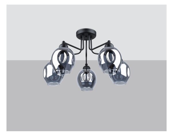Plafoniera nera con paralume in vetro 59x59 cm Garten – Sollux