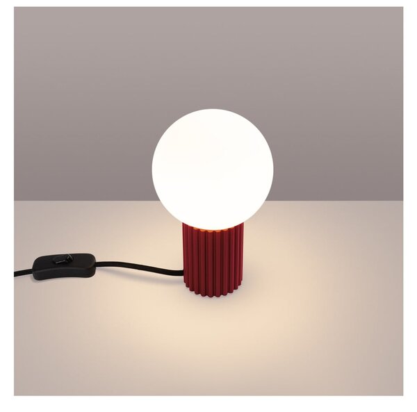 Lampada da tavolo burgundy con paralume in vetro (altezza totale 19 cm) Orbital – Sollux