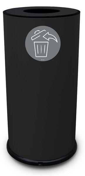 Pattumiera Per Raccolta Differenziata Ø35xh72 cm In Acciaio Verniciato 1 Scomparto Nero