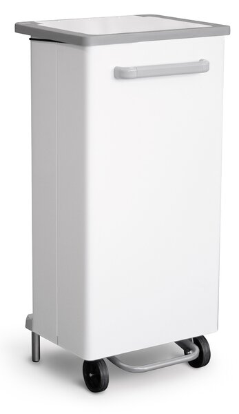 Pattumiera Per Raccolta Differenziata 47x37xh96 cm In Acciaio Verniciato a Pedale Bianco
