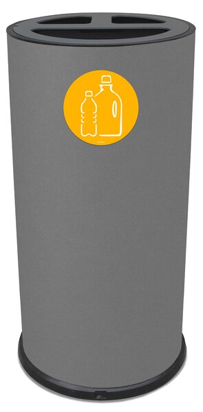 Pattumiera Per Raccolta Differenziata Ø35xh72 cm In Acciaio Verniciato 3 Scomparti Grigio
