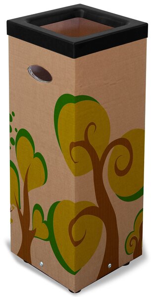 Pattumiera Per Raccolta Rifiuti 38x38xh80 cm in Cartone Con Stampa Grafica G2 Beige