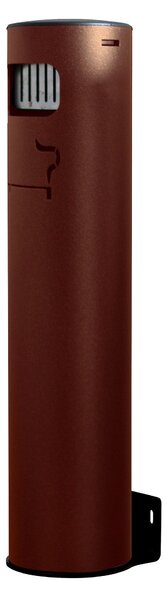 Posacenere da Muro da Esterno Ø11,7xh49 cm in Alluminio Verniciato con Contenitore Interno Estraibile Marrone