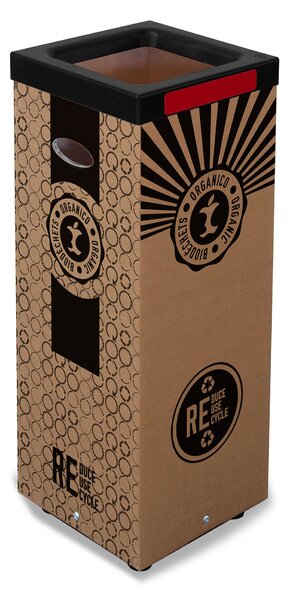 Pattumiera Per Raccolta Rifiuti 28x28xh70 cm in Cartone Con Stampa Grafica Organico Beige
