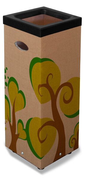 Pattumiera Per Raccolta Rifiuti 28x28xh70 cm in Cartone Con Stampa Grafica G2 Beige