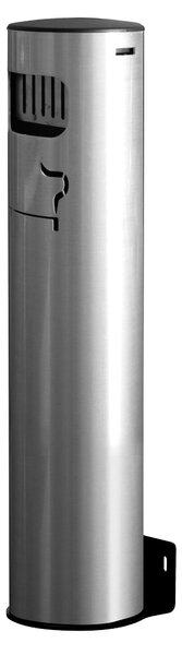 Posacenere da Muro da Esterno Ø11,7xh49 cm in Alluminio con Contenitore Interno Estraibile Argento