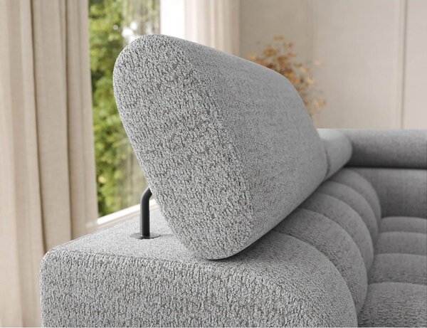 Divano angolare grigio allungabile (con penisola a sinistra/a U) con rivestimento in bouclé Feraria – ELTAP