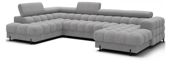 Divano angolare grigio allungabile (con penisola a sinistra/a U) con rivestimento in bouclé Feraria – ELTAP