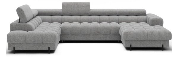 Divano angolare grigio allungabile (con penisola a sinistra/a U) con rivestimento in bouclé Feraria – ELTAP