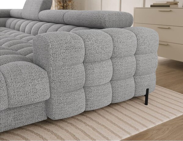 Divano angolare grigio allungabile (con penisola a sinistra/a U) con rivestimento in bouclé Feraria – ELTAP