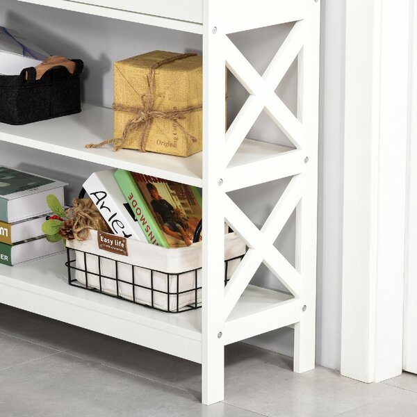 DecHome Consolle Ingresso Design Moderno con 2 Cassetti e 2 Mensole Dimensioni 100x30.5x80 cm colore Bianco