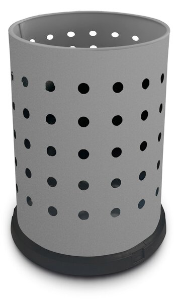 Pattumiera Gettacarte Ø25xh34 cm da Interno in Acciaio Verniciato Traforato Grigio