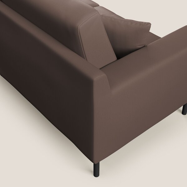 Uranio divano moderno lineare in Ecopelle impermeabile T04 marrone