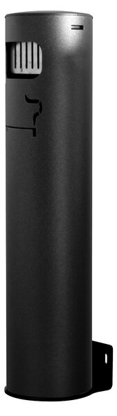 Posacenere da Muro da Esterno Ø11,7xh49 cm in Alluminio Verniciato con Contenitore Interno Estraibile Beige