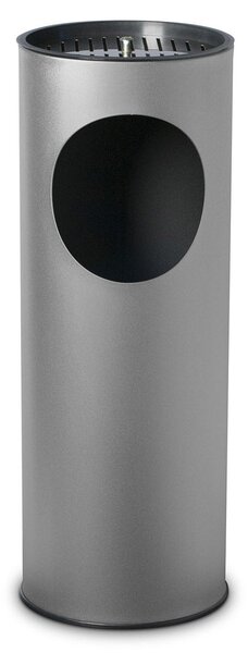 Pattumiera Gettacarte Ø24,3xh66,5 cm con Posacenere In Acciaio Verniciato Grigio
