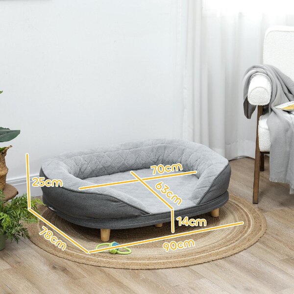 AllMyPets Cuccia Divano per Cani con Imbottitura Lettino per Cani Taglia Grande e Media fino 25kg 90x78x25cm colore Grigio - 550GYS425