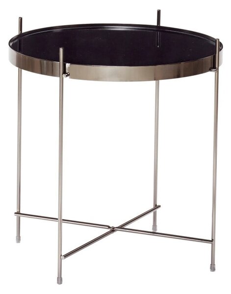 Tavolo contenitore nero con piano a specchio Dorotea, ø 43 cm - Hübsch