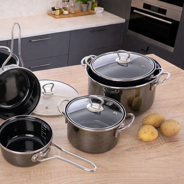 Pentola in smalto con coperchio incluso 5 l Metalic – Orion